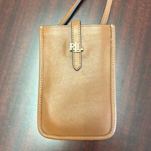 Ralph Lauren leather crossbody Tech Case Tan